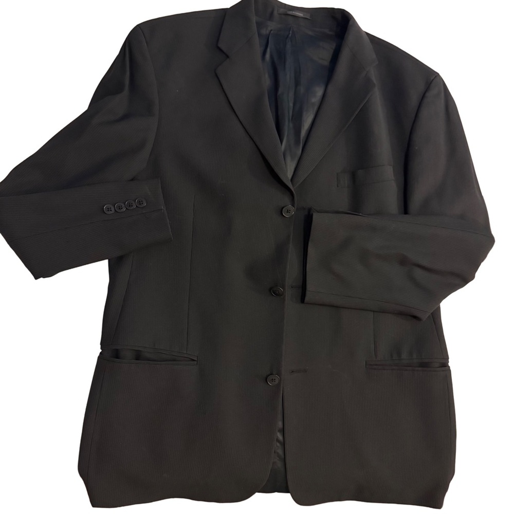 DKNY Men’s Wool Blazer 42R | Charcoal Micro-Texture | Made in Canada